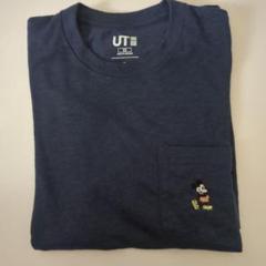 【美品】UNIQLO　ユニクロUT ミッキーマウス刺繍 Tシャツ ネイビー XS
