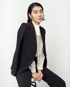 soeju ストレッチファインノーカラージャケット　ネイビー　S
