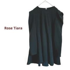 Rose Tiara　プルオーバー 長袖 ペプラムブラウス　黒　パワショル