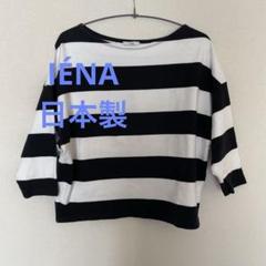 日本製 IÉNA 白と黒のストライプ 五分袖トップス フリーサイズ