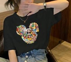 レディース ミッキーマウス グラフィック Tシャツ L キャラ全員集合！
