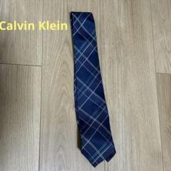 Calvin Klein チェック柄ブルーネクタイ
