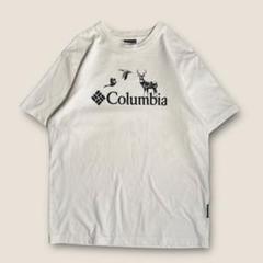 【ヘンプ混】columbia ロゴ デザイン Tシャツ 白 大きめ