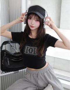 ダーリッチ シャイニーDDロゴコンパクトTシャツ BLK
