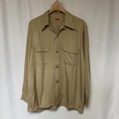 50s Manhattan レーヨン ギャバジン シャツ ブラウン ヴィンテージ 1950s Vintage Manhattan Rayon Gabardine Open Collar Shirt