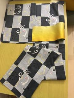 新品⭐︎ウサギと桜柄　グレー浴衣　単品