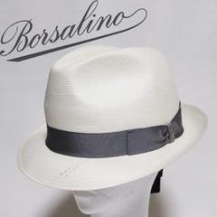 《ボルサリーノ》新品 イタリア製 高級パナマハット 麦わら帽子 62(XL)