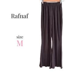 Rafnaf【M】プリーツパンツ フレアパンツ 無地 薄手 カジュアル ブラウン