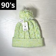 【90s vintage】アーカイブ ボンボン ビーニー ニット帽 レア Y2K ボンボンニット】ニット帽 アクリルニット y2k 黒 ダサかわいい