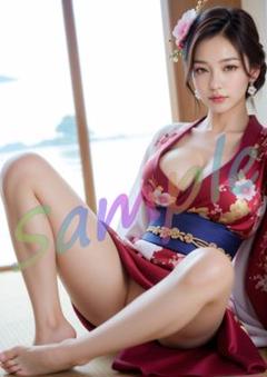 NY028【1点物】A4 ポスター AI リアル 写真 グラビア 着物 彼女