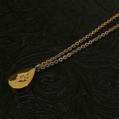 ヴィンテージ ゴールド 刻印 ジルコニア チェーン ネックレス