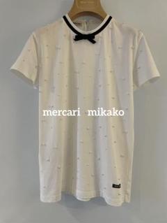 【★安心の定価販売★】 リボン miumiu パールクリスタル装飾つき Tシャツ カットソー トップス
