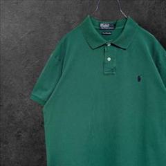 【良品】ポロバイラルフローレン PIMA 緑ポロシャツ XL 紫ロゴ