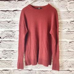 1560:UNIQLO ニットセーター　ストレッチ　ゆったり　レッド　サイズM