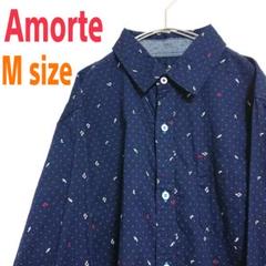 Amorte 音符 & ドット ART DESIGN 柄シャツ 古着 ビンテージ