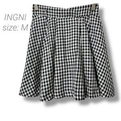 【イング】INGNI スカッツ 白黒ギンガムチェック キュロットスカートM ミニ