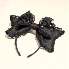 Angelic Prettyワイヤー入りパールリボンカチューシャ 黒 - メルカリ
