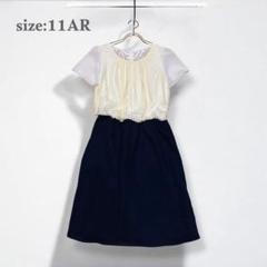 美品✨シフォンワンピース　異素材　ドッキングワンピース　綺麗め　レース　切り替え