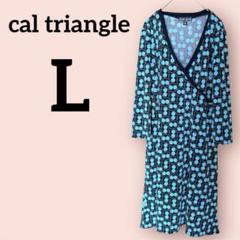 美品✨cal triangle 【Ｌ】水玉模様 ラップドレス グリーン
