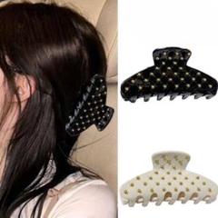 ゴールドビーズ　バンスクリップ　ヘアクリップ　アセテート　ヘアアクセサリー