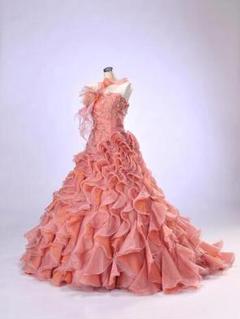 カラードレス ９〜１３号《ピンク×オレンジフリルドレス》pink-003