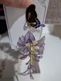 蝶と藤の花のイヤーフック