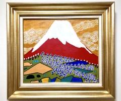 SALE(F6号）斎藤真一【赤い舞台】肉筆/表裏サイン有り/落款有り/油絵 F6号）斎藤真一「赤い舞台」肉筆/表裏サイン有り/落款有り/油彩
