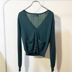 【美品】FRED PERRY 背面切り替え ボタンカーディガン 鍵あみ
