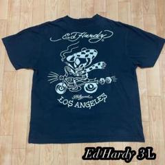 【Ed Hardy】Tシャツ スカルデザイン　ドクロバイク　ブラック　3Ｌ