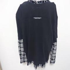 ZARA レイヤード長袖トップス ドッキング　チェック柄　メンズ　カジュアル