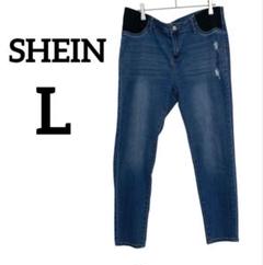 SHEIN シーインスキニージーンズ L ウェストゴムデニム　ブルー　大きめ