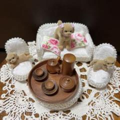 ✨木製✨ミニチュアお茶会セット✨おぼんサイズ6.5センチ✨