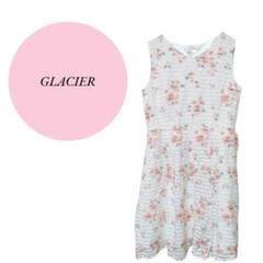 【グラシア】ノースリーブワンピース♡花柄♡ボーダーシースルー♡美シルエット【L】