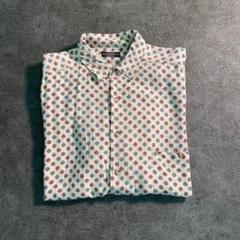 【ヴィンテージ】総柄シャツ　年代物　アンティーク　ベージュ古着usedTSM12