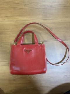 PRADA 赤 ハンドバッグ ショルダー付き