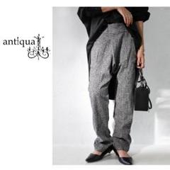 【antiqua】アシメサルエルパンツ 千鳥格子 テーパードパンツ モード系 antiqua】アシメサルエルパンツ 千鳥格子 テーパードパンツ