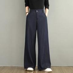 シンプル 無地 ハイウエスト ワイドパンツ 着痩せ レディース 柔らかくて