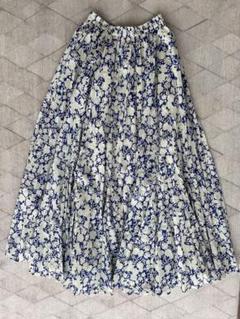 【美品】MARIHA/マリハ　フラワープリント ティアード　ロングスカート 36 美品】MARIHA/マリハ フラワープリント ティアード ロング
