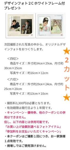 スタジオアリス　撮影ご優待券　デザインフォト2カット スタジオアリス 撮影ご優待券 デザインフォト2カット フレーム付