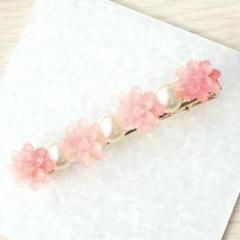 ハンドメイド　フラワーヘアクリップ　ピンク　大ぶり　花　#17【即購入OK】