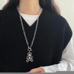 シルバー チェーン ヒップホップ　新品 【数量限定】ネックレス くま