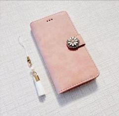 xperia z5 ケース 手帳型 花 チャーム タッセル ピンク かわいい