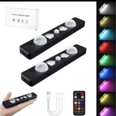 LED バーライト 9色 人感センサー センサーライト 充電式 2本セット 黒