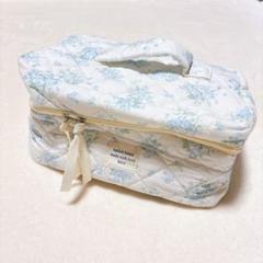 ⭐️キルトコットンメイクアップバッグ トラベルコスメティックバッグ ブルー