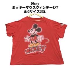 ●古着 Disney ミッキーマウスラメプリントヴィンテージTシャツ 3XL 赤