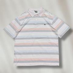 フランス製LACOSTEラコステポロシャツ半袖Franceワニロゴ刺繍古着ピンク