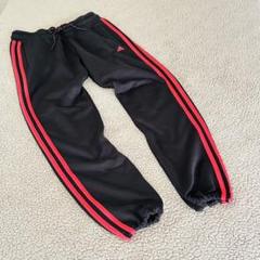 運動着♥︎adidas♥︎レディースジャージパンツ【M】紐調整　黒赤ライン　スッキリ