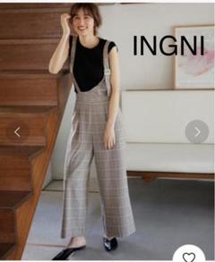 INGNI イング グレンチェック ワンショル サロペット パンツ ブラウン M