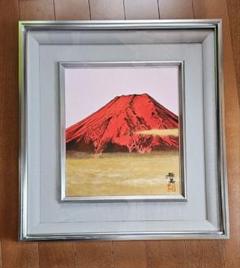 富士山 浮世絵 赤と金の絵画