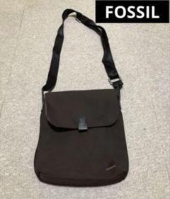 【美品】FOSSIL レザー　ショルダーバッグ　グレー FOSSIL フォッシル ◯ショルダーバッグ ターンロックレザー